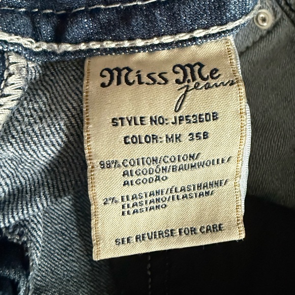 Miss Me Crystal Embellished Fleur-De-Lis Bootcut Mid Rise Jeans - Picture 6 of 8